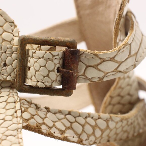 Freebird By Steven Cream Leather Croco Claw Women’s 9 Strappy Sandals Block Heel - Picture 11 of 12